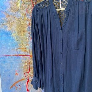 Free People Navy Blouse